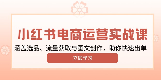 小红书变现运营实战课，涵盖选品、流量获取与图文创作，助你快速出单-天逸网创社