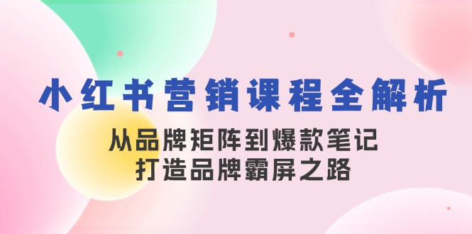 小红书营销课程全解析，从品牌矩阵到爆款笔记，打造品牌霸屏之路-天逸网创社