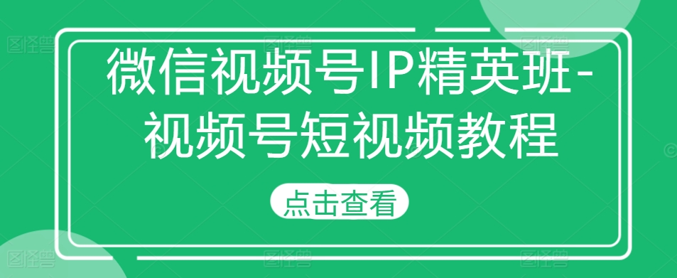 微信视频号IP精英班-视频号短视频教程-天逸网创社