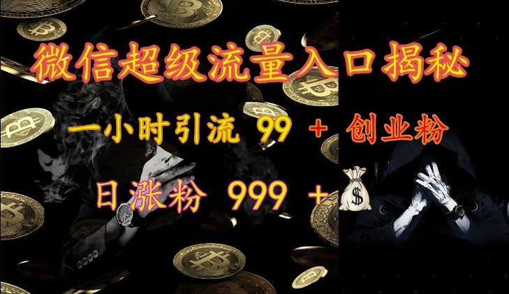 微信超级流量入口揭秘：一小时引流 99 + 创业粉，日涨粉 999 +-天逸网创社