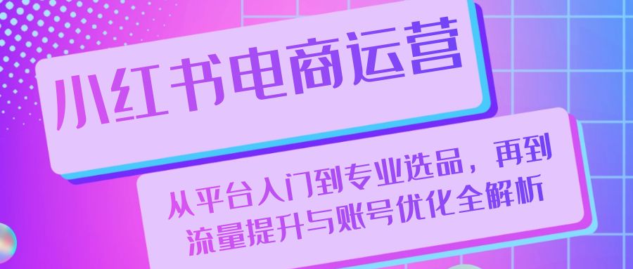 小红书电商运营：从平台入门到专业选品，再到流量提升与账号优化全解析-天逸网创社