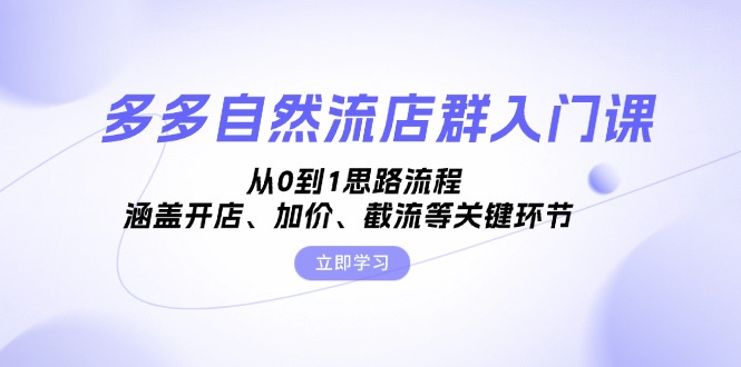 多多自然流店群入门课，从0到1思路流程，涵盖开店、加价、截流等关键环节-天逸网创社